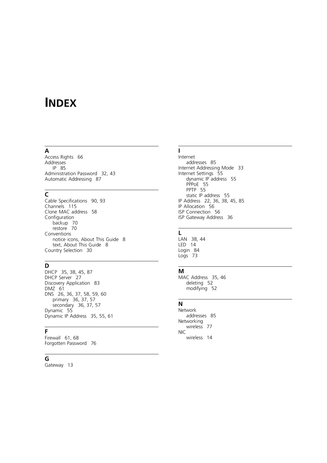 3Com 3CRWE52196 manual Index 