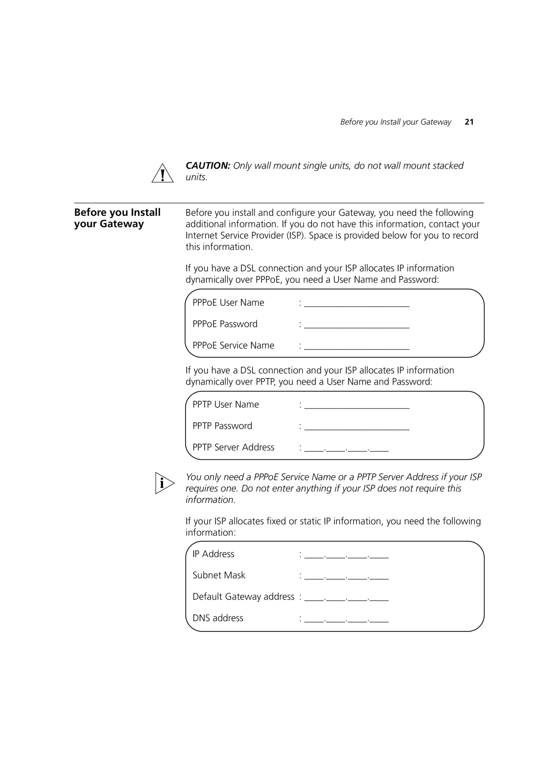 3Com 3CRWE52196 manual Pptp User Name Pptp Password Pptp Server Address 