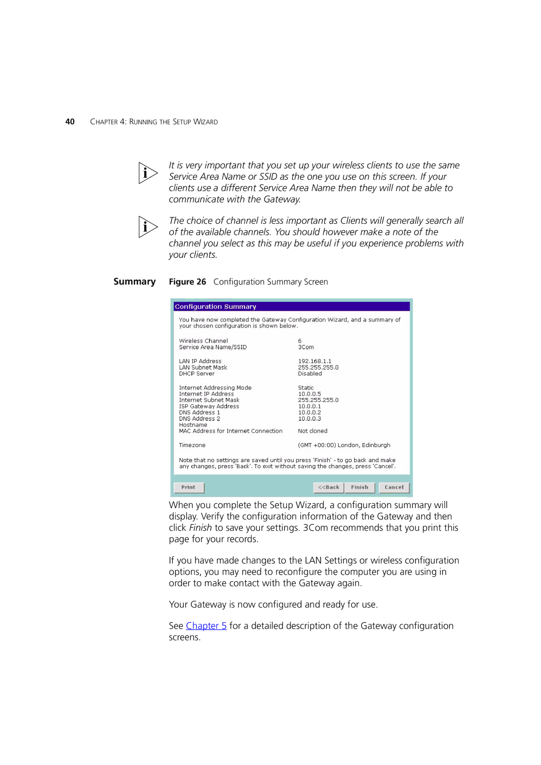 3Com 3CRWE52196 manual Summary Configuration Summary Screen 