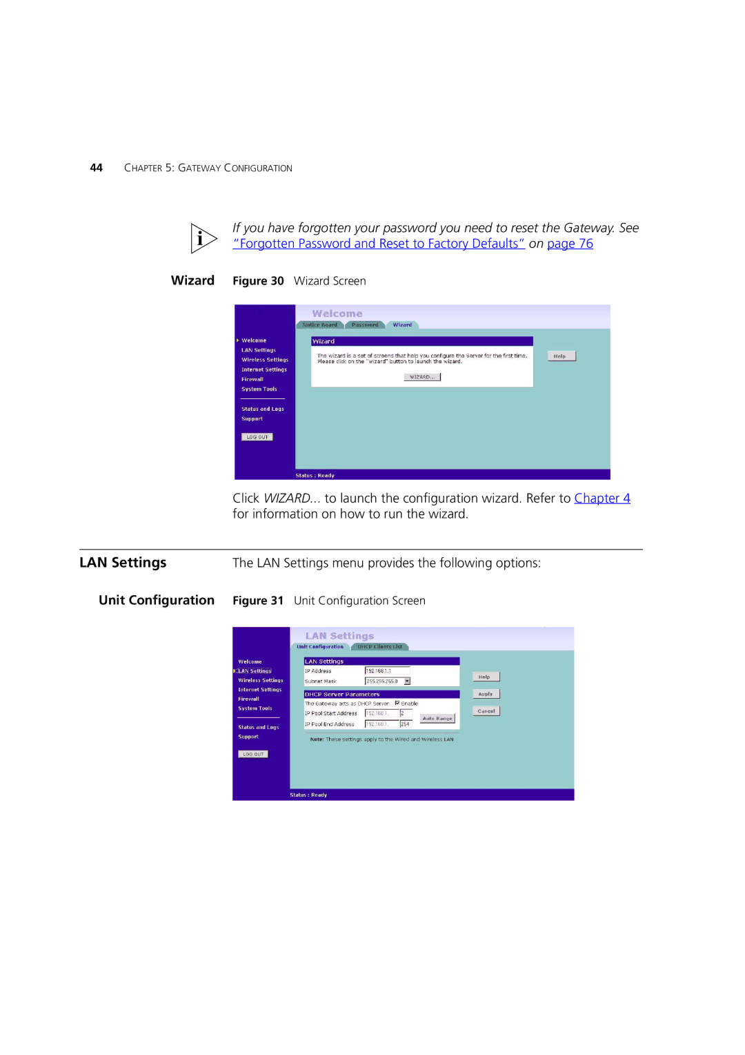 3Com 3CRWE52196 manual LAN Settings, Unit Configuration 