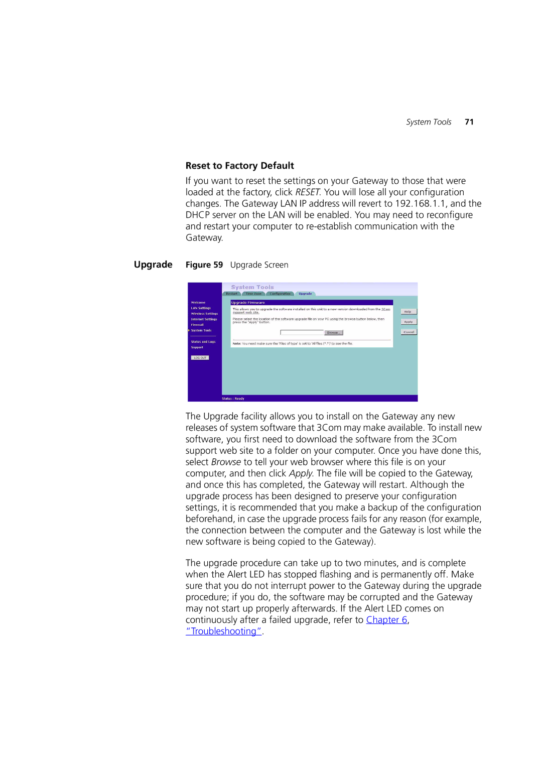 3Com 3CRWE52196 manual Reset to Factory Default 