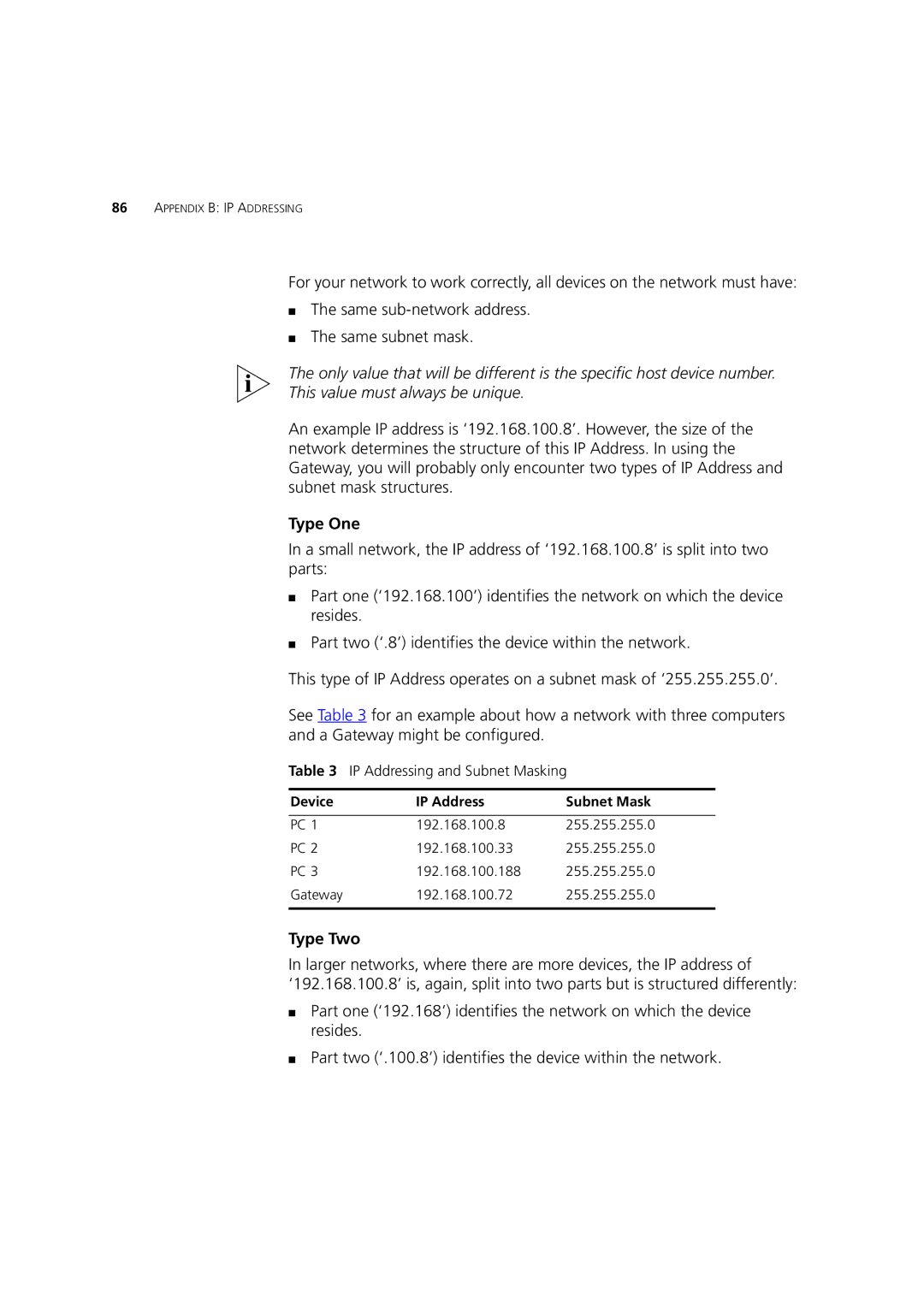 3Com 3CRWE52196 manual Type One, Type Two 