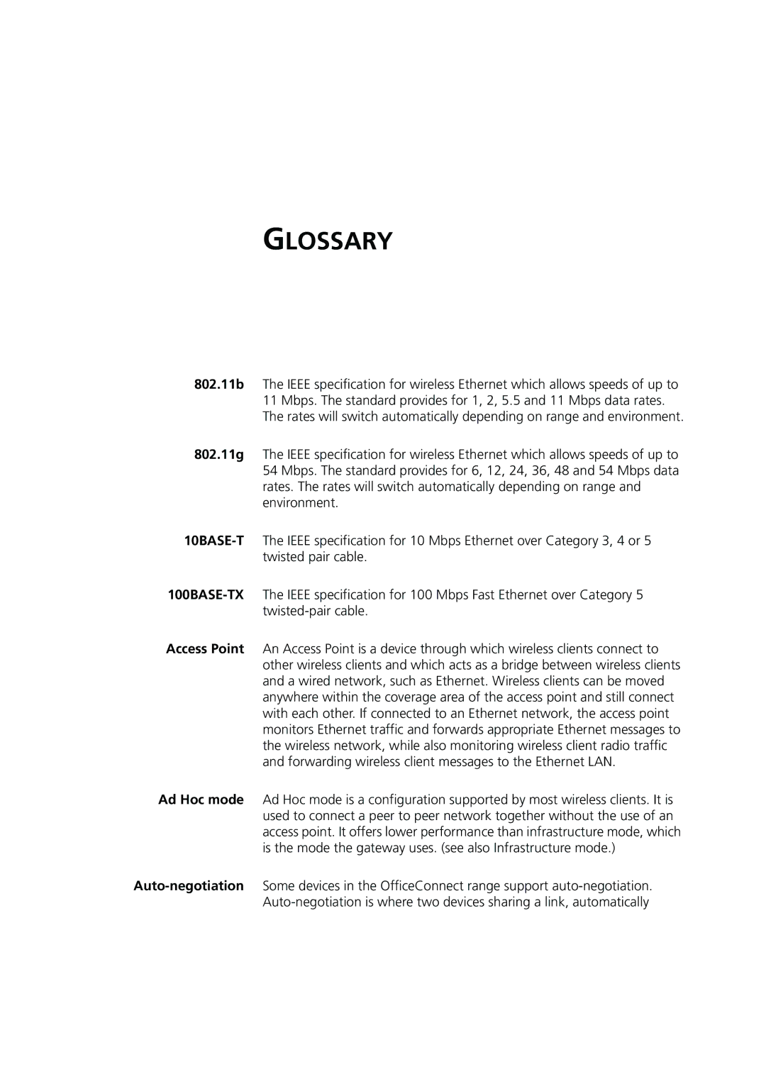 3Com 3CRWE554G72 manual Glossary 