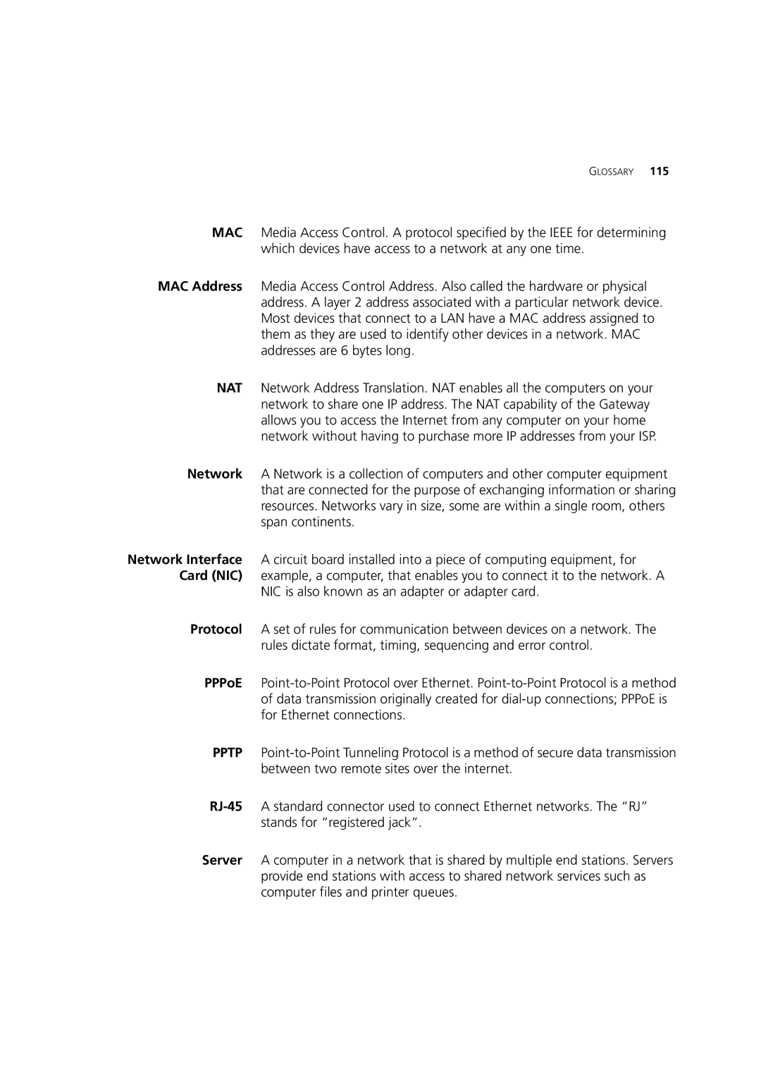 3Com 3CRWE554G72 manual Glossary 