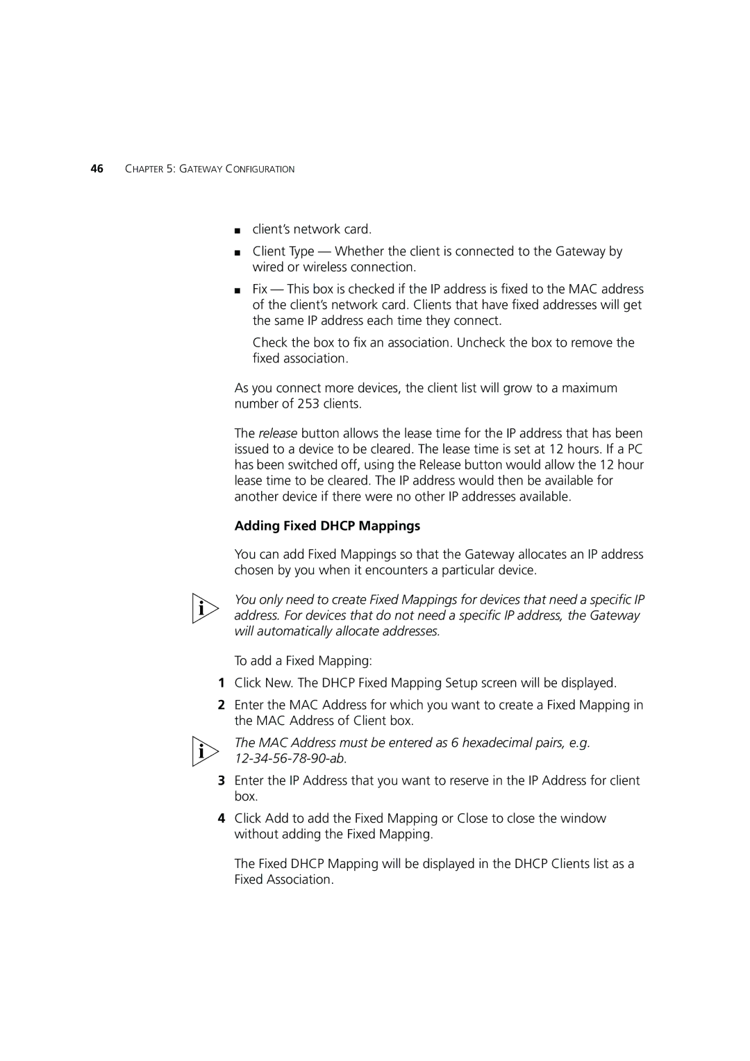 3Com 3CRWE554G72 manual Adding Fixed Dhcp Mappings 