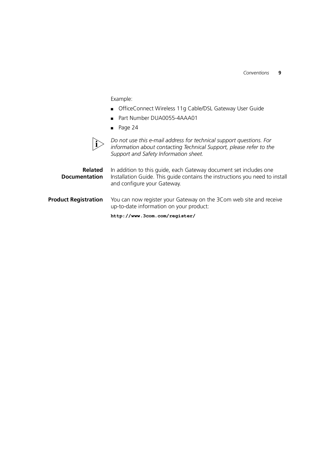 3Com 3CRWE554G72 manual Conventions 