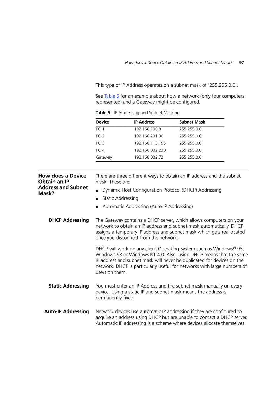 3Com 3CRWE554G72 manual How does a Device Obtain an IP Address and Subnet Mask? 