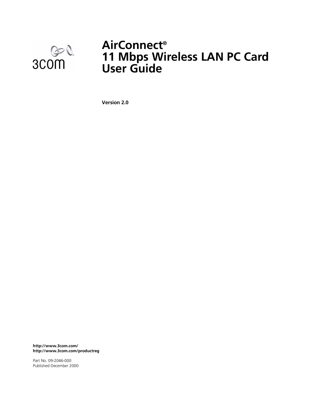 3Com 3CRWE73796B manual AirConnect Mbps Wireless LAN PC Card User Guide 