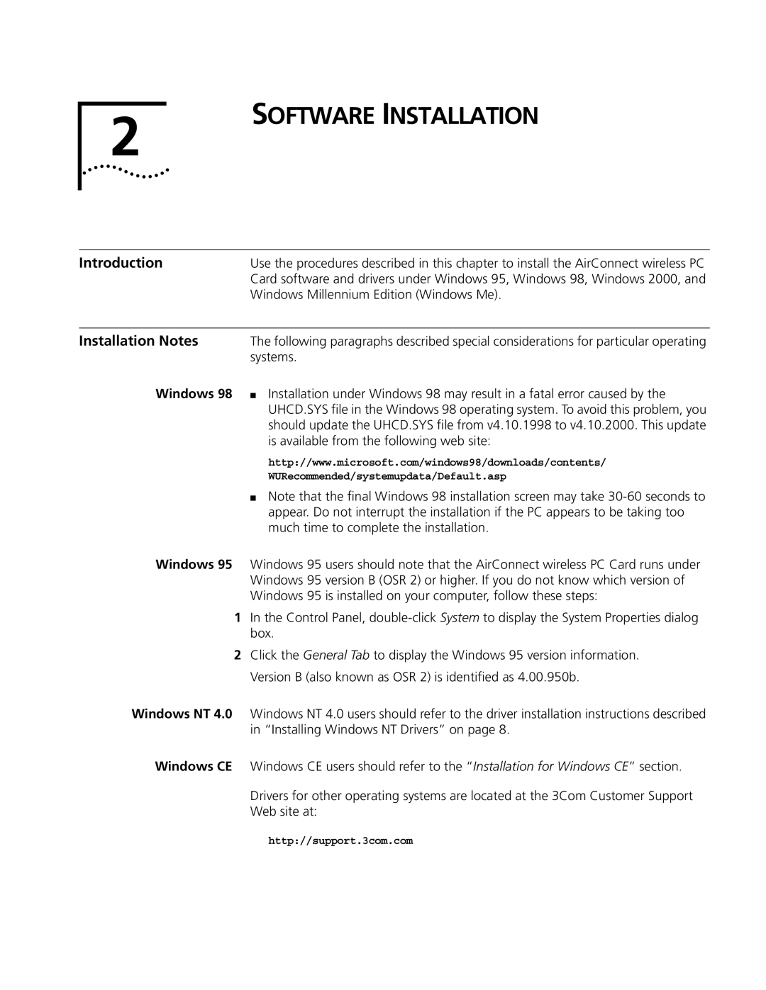 3Com 3CRWE73796B manual Software Installation, Installation Notes, Windows 