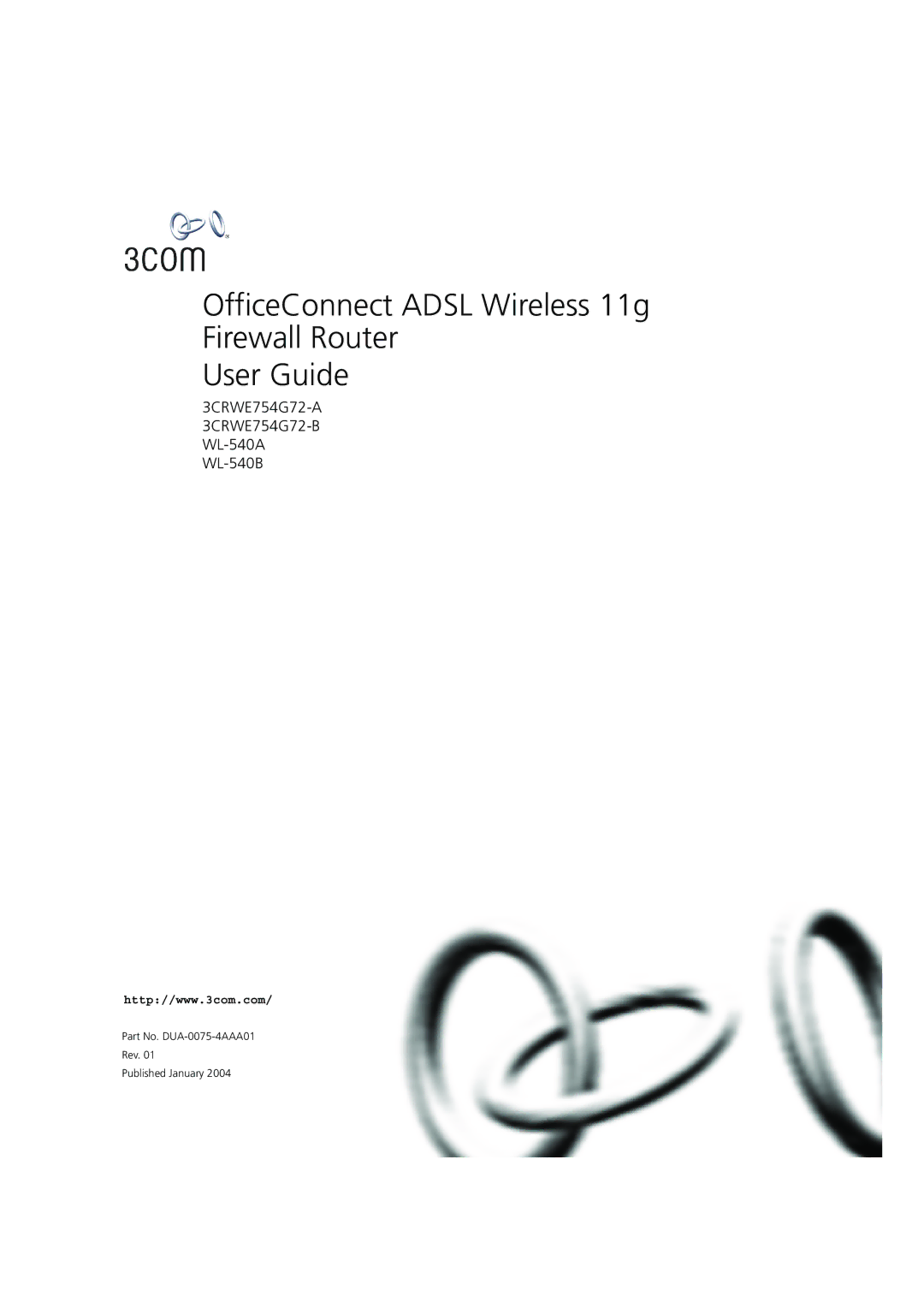 3Com WL-540A, 3CRWE754G72-A, WL-540B manual OfficeConnect Adsl Wireless 11g Firewall Router User Guide 