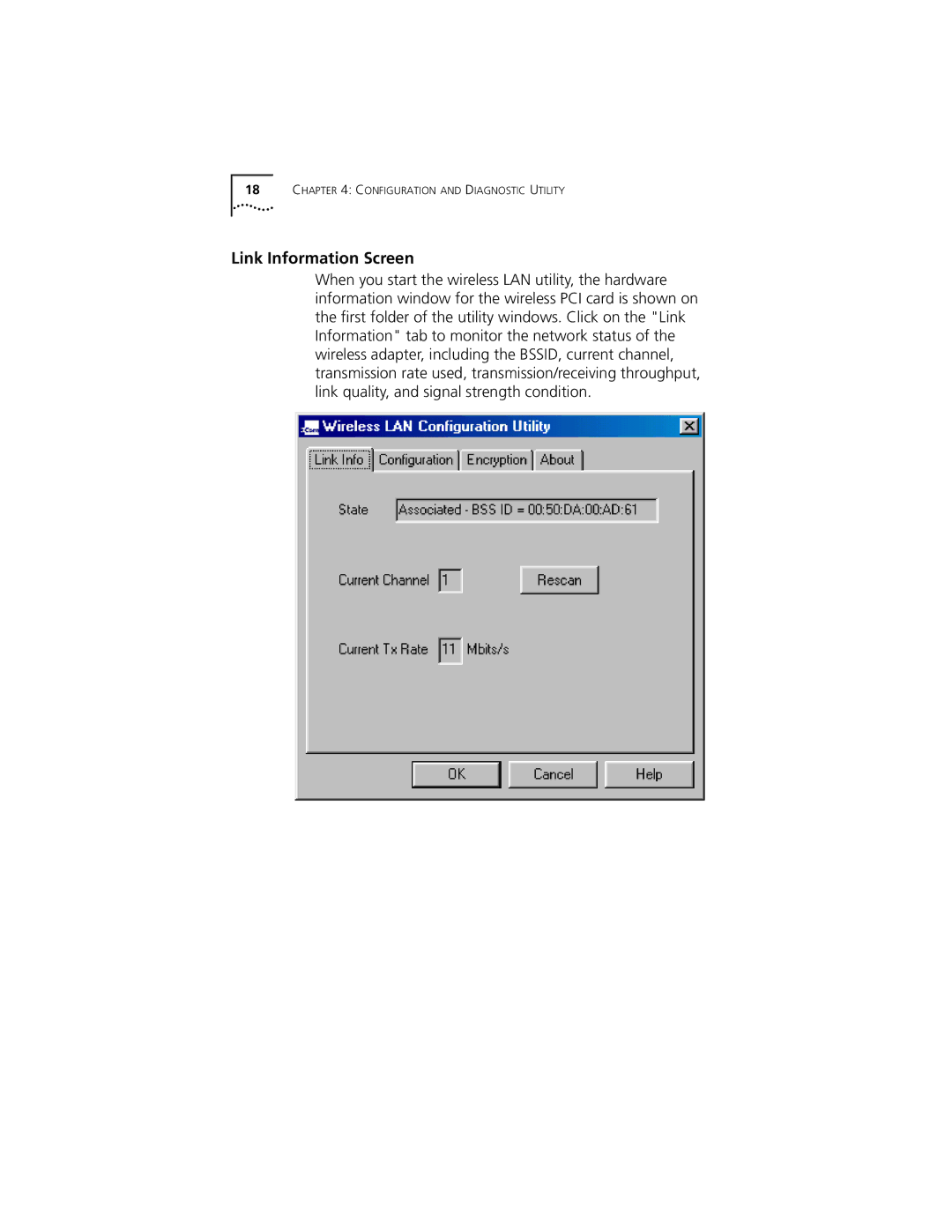 3Com 3CRWE777A manual Link Information Screen 