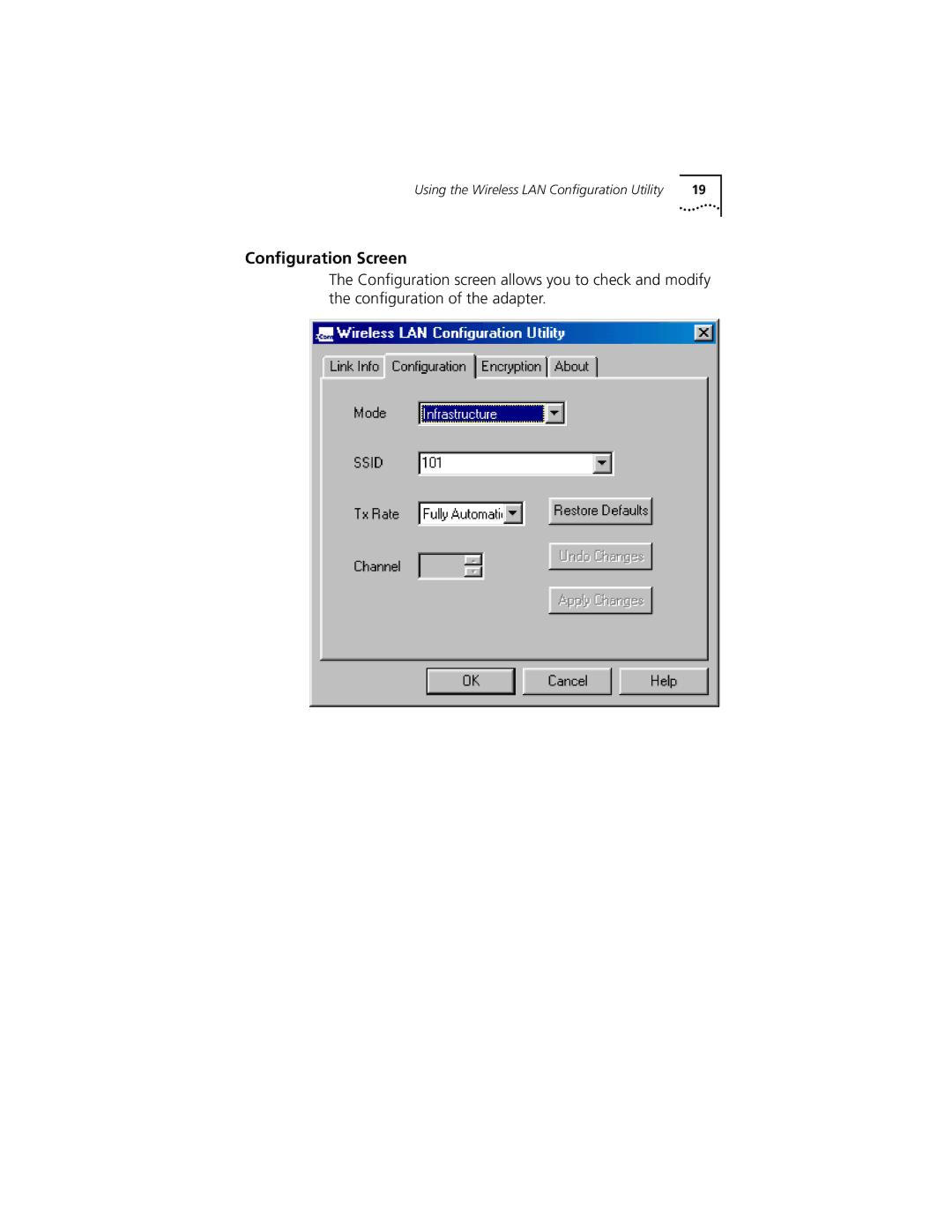 3Com 3CRWE777A manual Conﬁguration Screen 