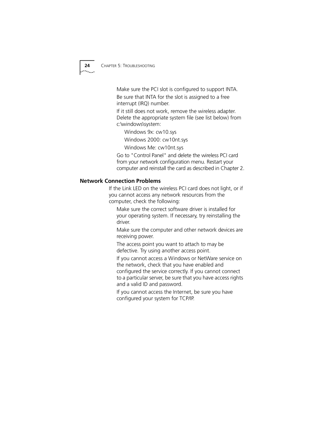 3Com 3CRWE777A manual Network Connection Problems 