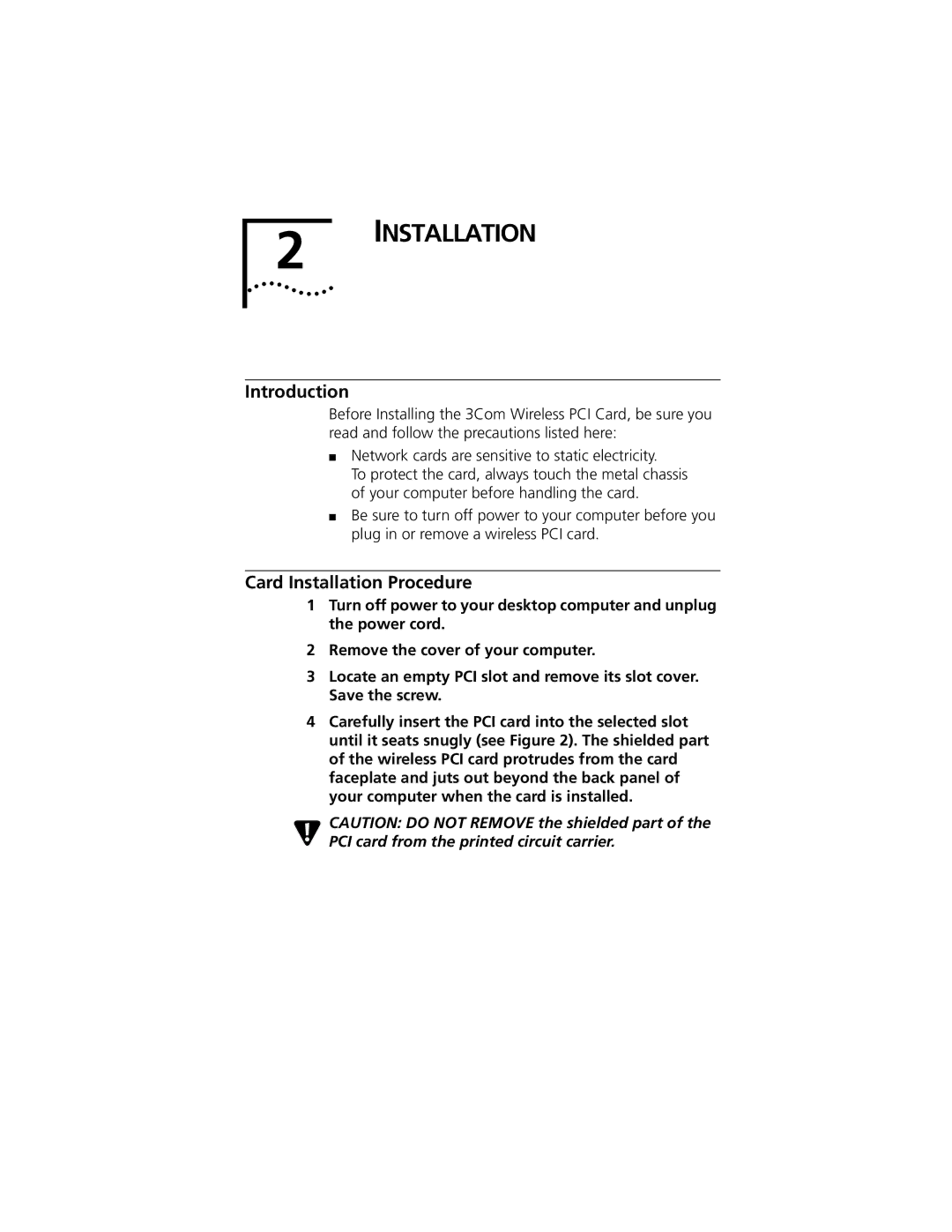 3Com 3CRWE777A manual Card Installation Procedure 