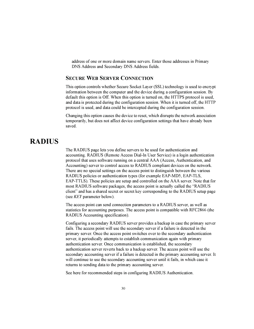 3Com 3CRWE850075A, 3CRWE825075A, 3CRWE875075A manual Radius, Secure WEB Server Connection 