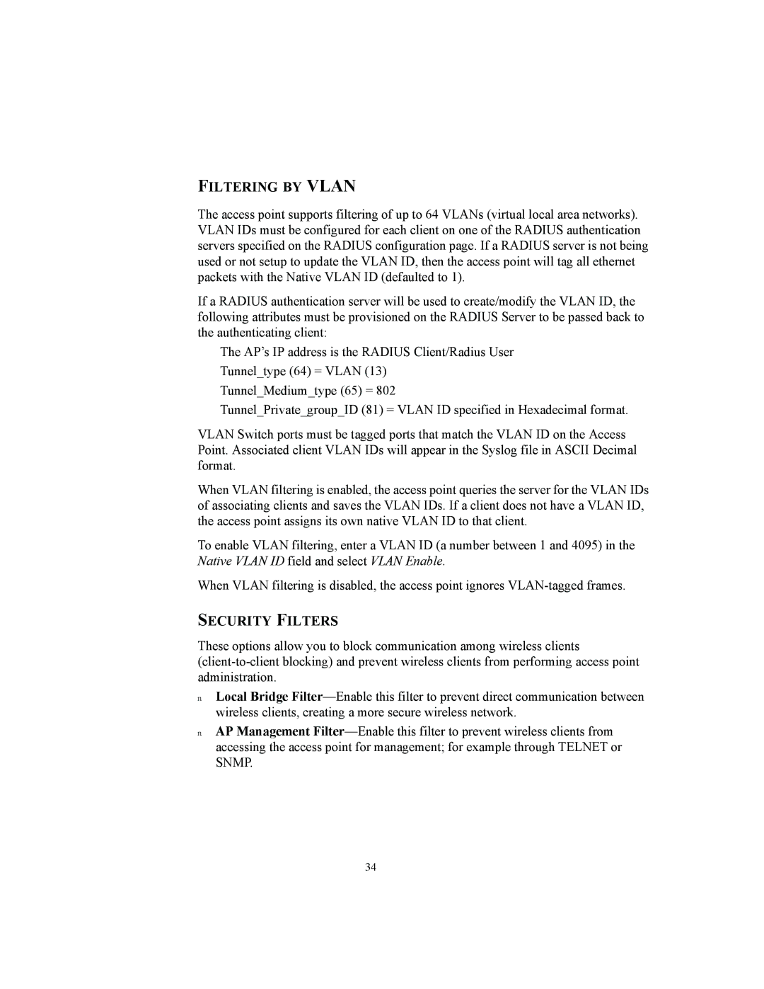 3Com 3CRWE825075A, 3CRWE850075A, 3CRWE875075A manual Filtering by Vlan, Security Filters 