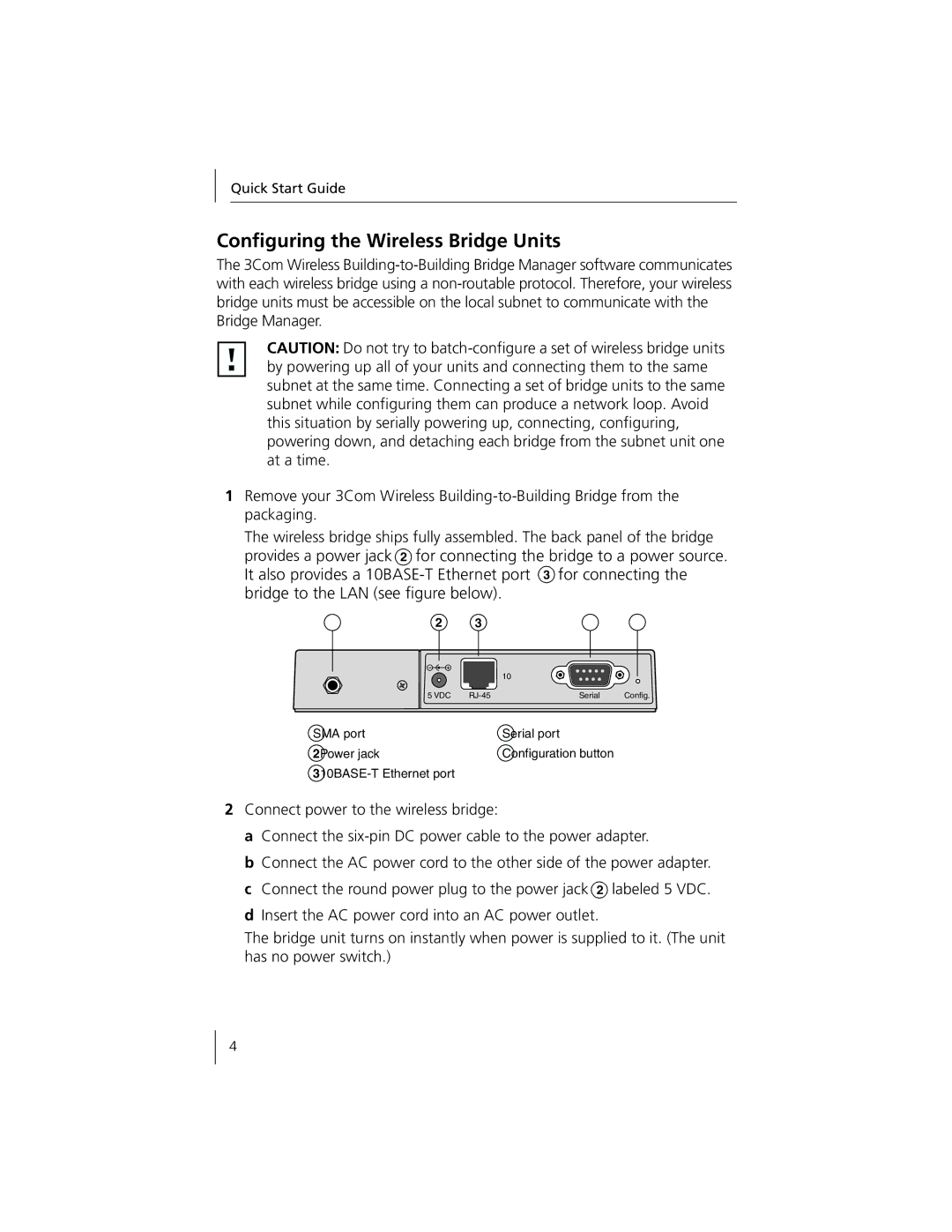 3Com 3CRWE90096A quick start Configuring the Wireless Bridge Units 