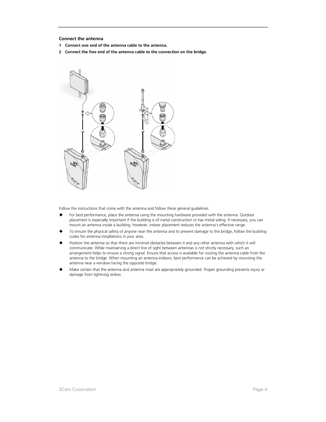 3Com 3CRWEASYG73, 3CRWE920G73 quick start Connect the antenna 