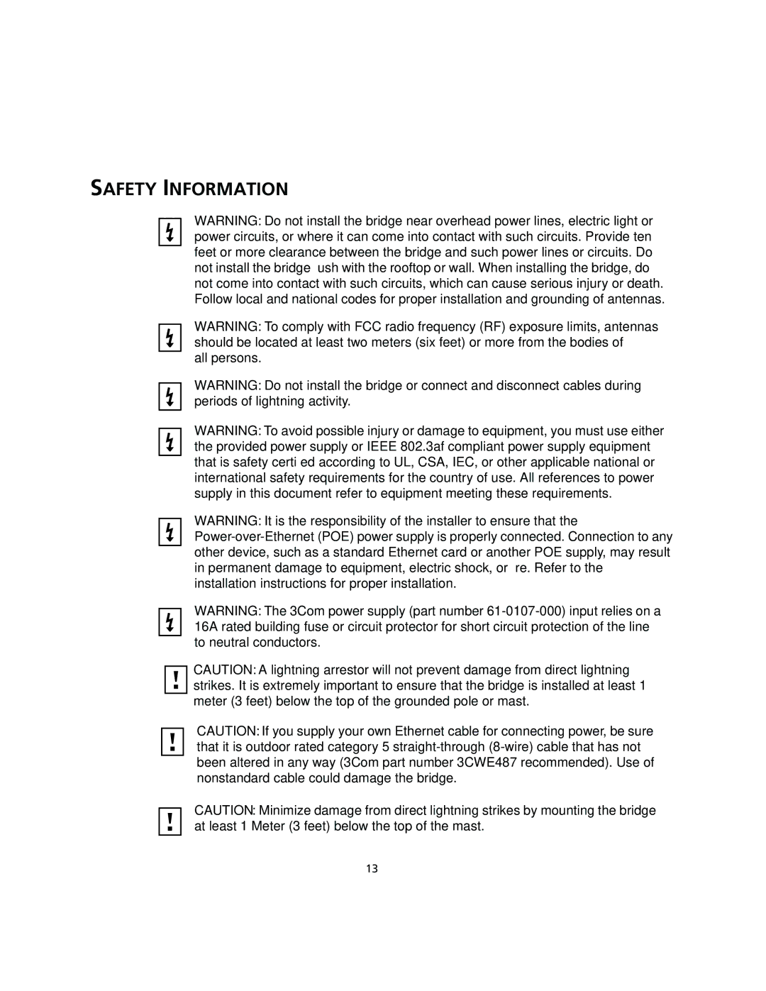 3Com 3CRWEASY96A manual Safety Information 