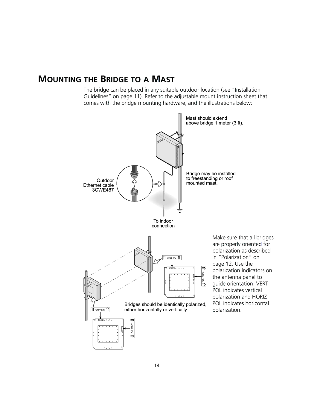 3Com 3CRWEASY96A manual Mounting the Bridge to a Mast 