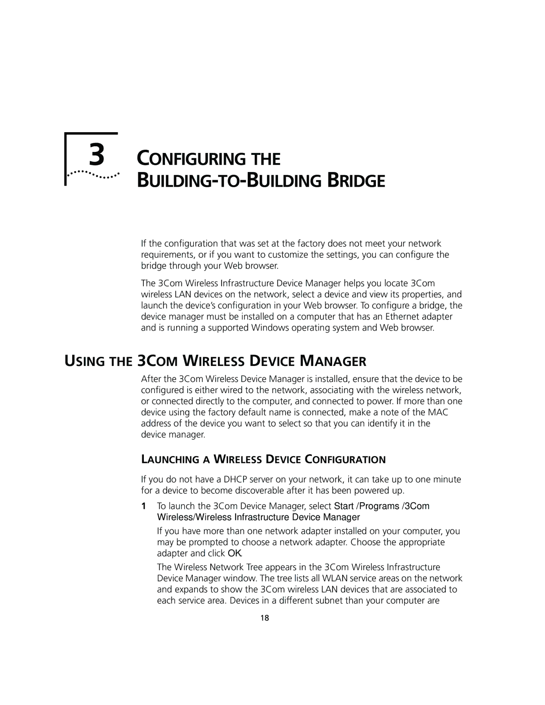 3Com 3CRWEASY96A manual Using the 3COM Wireless Device Manager, Launching a Wireless Device Configuration 