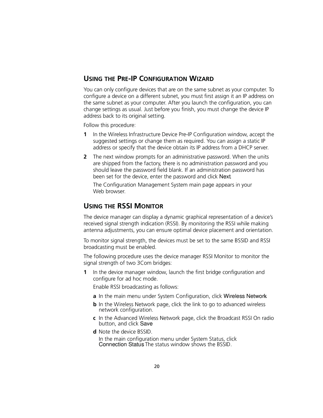 3Com 3CRWEASY96A manual Using the PRE-IP Configuration Wizard, Using the Rssi Monitor 