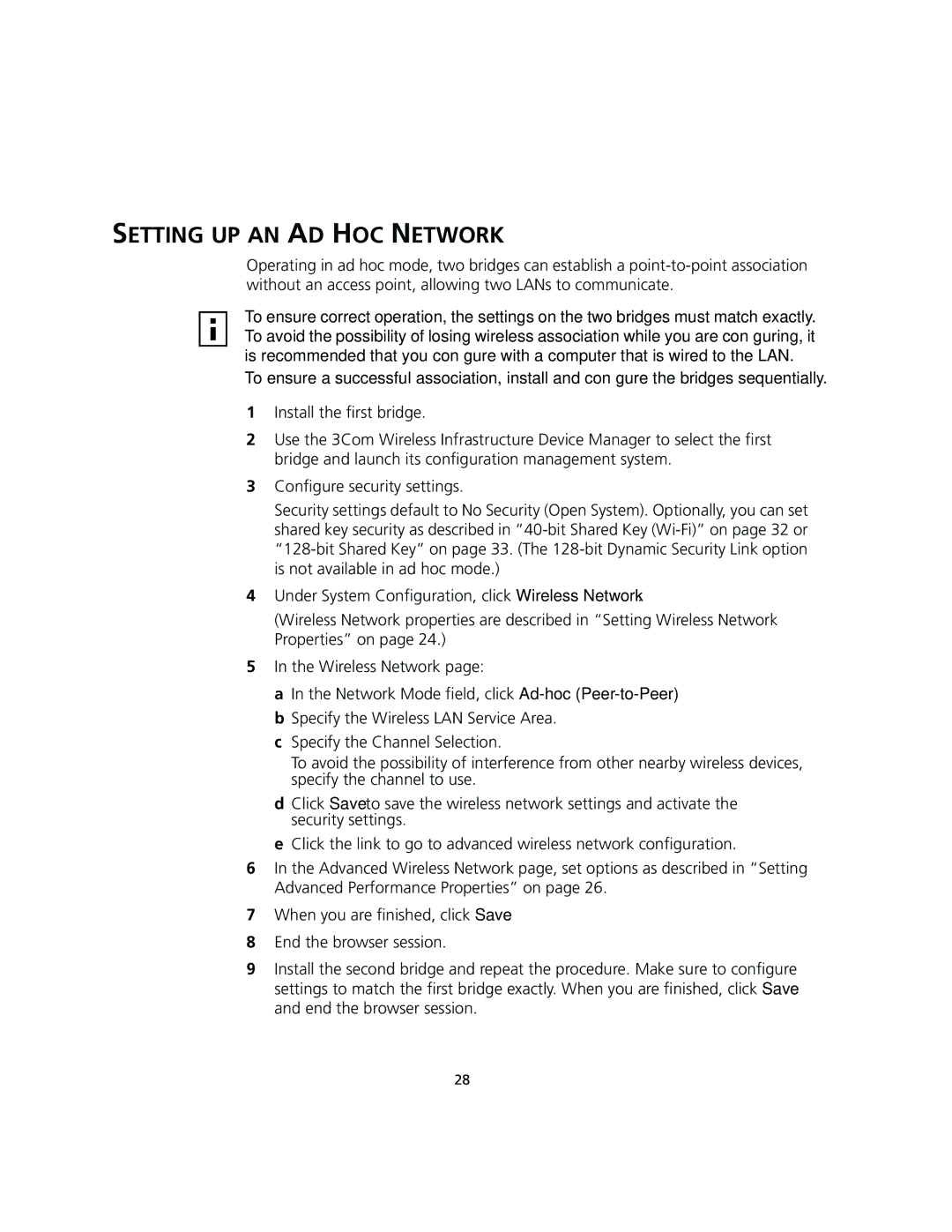 3Com 3CRWEASY96A manual Setting UP AN AD HOC Network 