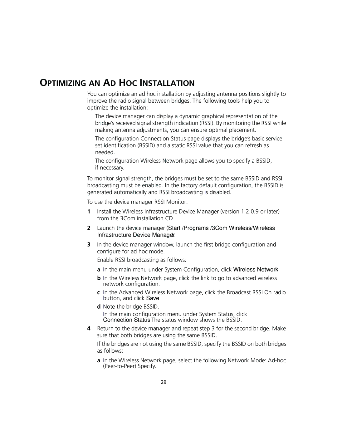 3Com 3CRWEASY96A manual Optimizing AN AD HOC Installation 