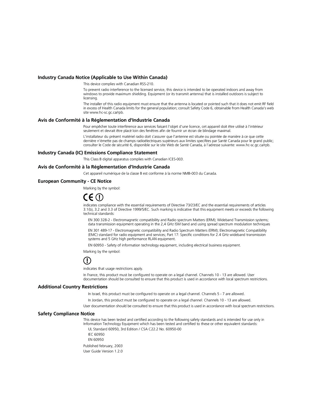 3Com 3CRWEASY96A manual Industry Canada IC Emissions Compliance Statement 