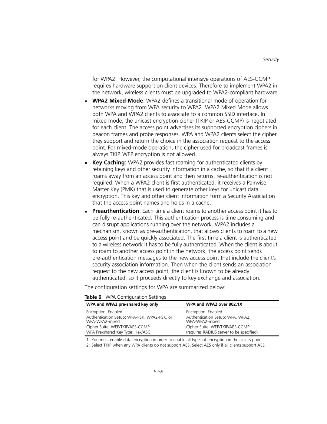 3Com WL-575, 3CRWEASYA73 manual Configuration settings for WPA are summarized below, WPA Configuration Settings 