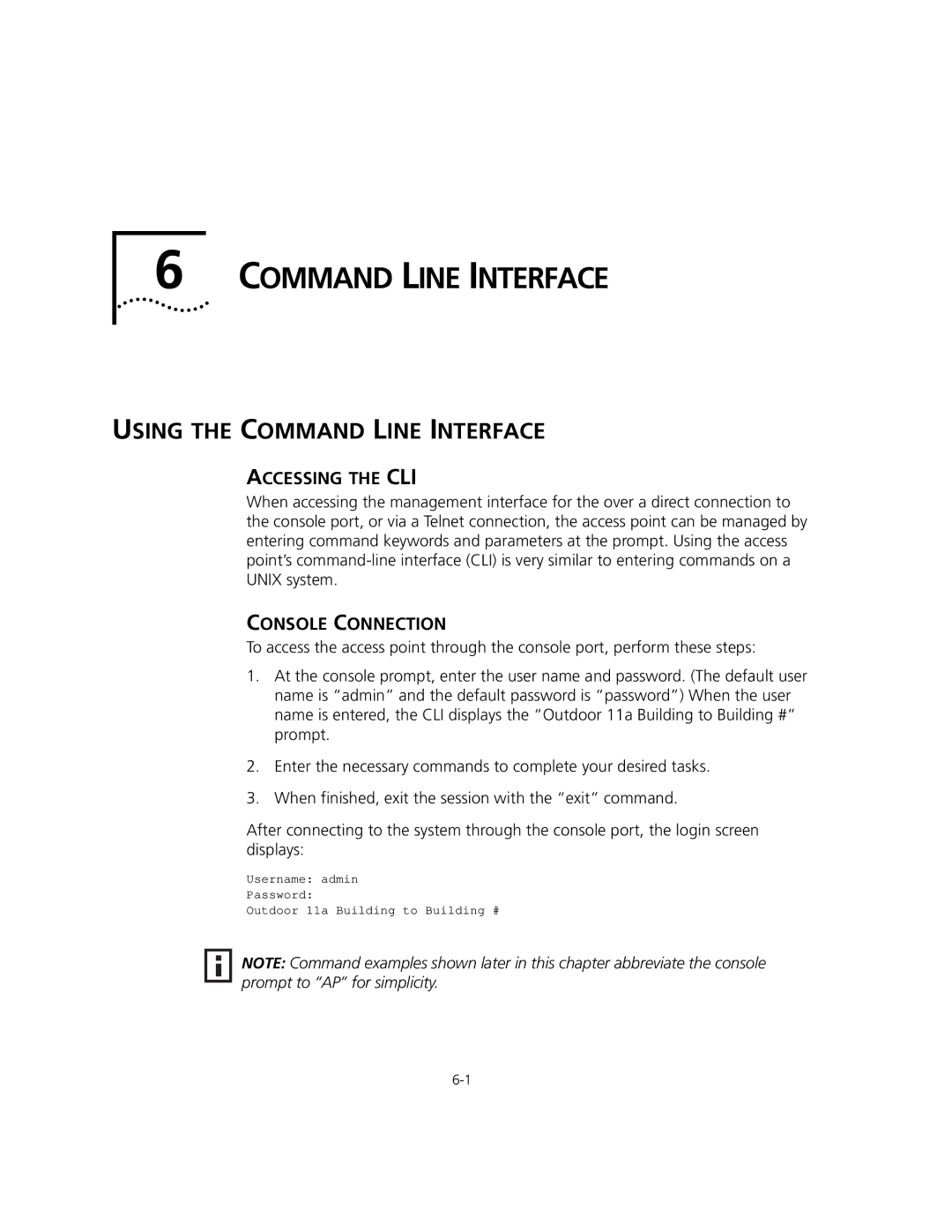 3Com WL-575, 3CRWEASYA73 manual Using the Command Line Interface, Accessing the CLI, Console Connection 