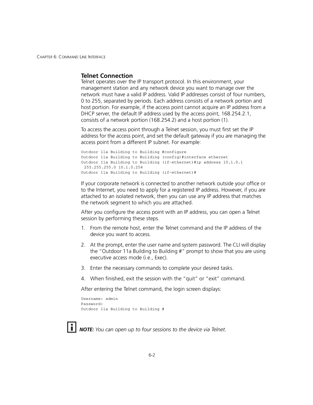 3Com 3CRWEASYA73, WL-575 manual Telnet Connection 