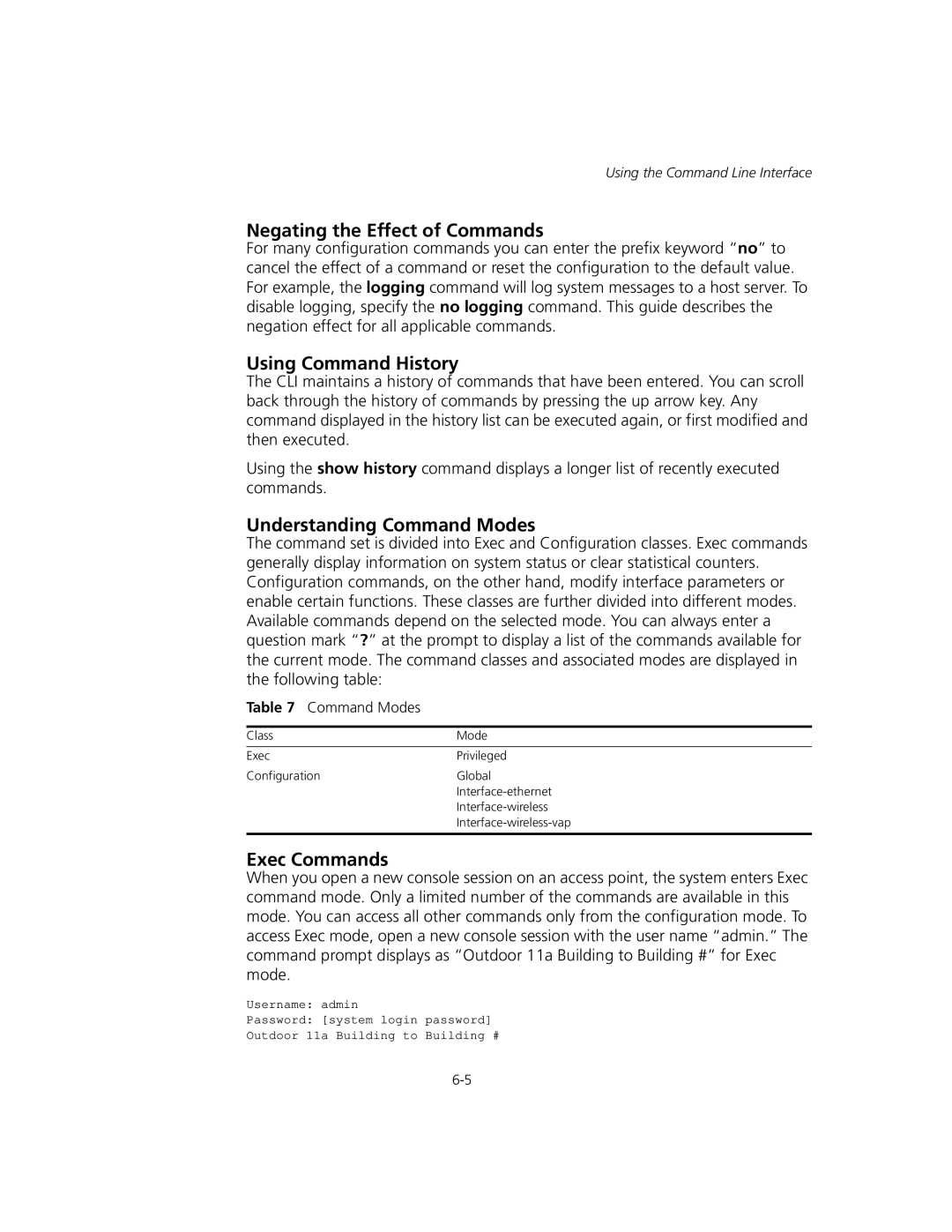 3Com WL-575, 3CRWEASYA73 manual Negating the Effect of Commands, Command Modes 