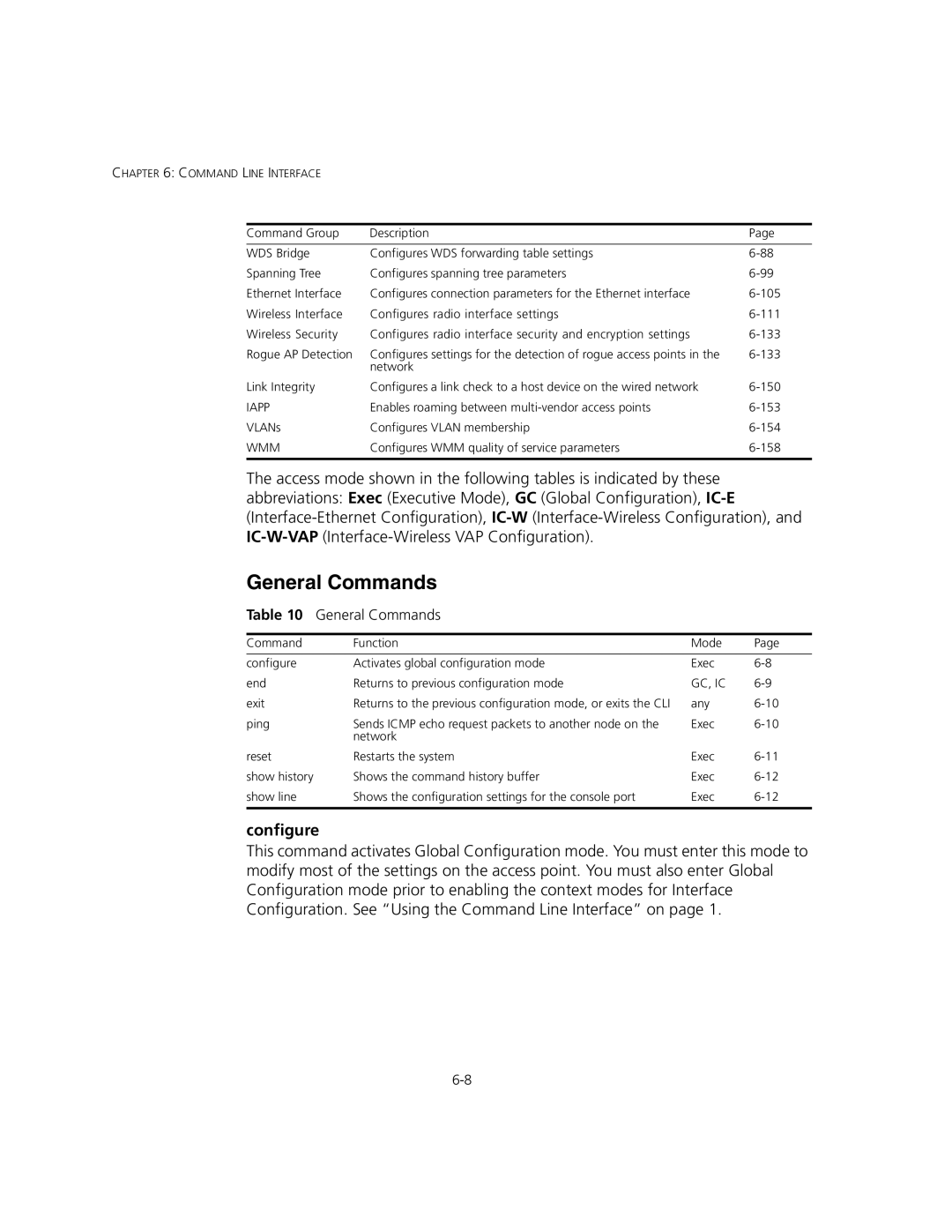 3Com 3CRWEASYA73, WL-575 manual General Commands, Configure 