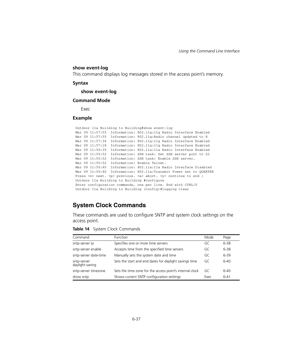 3Com WL-575, 3CRWEASYA73 manual System Clock Commands, Syntax Show event-log Command Mode 