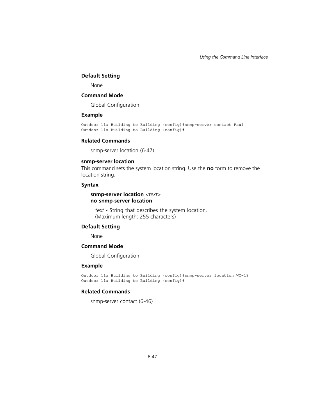 3Com WL-575, 3CRWEASYA73 manual Related Commands, Snmp-server location 