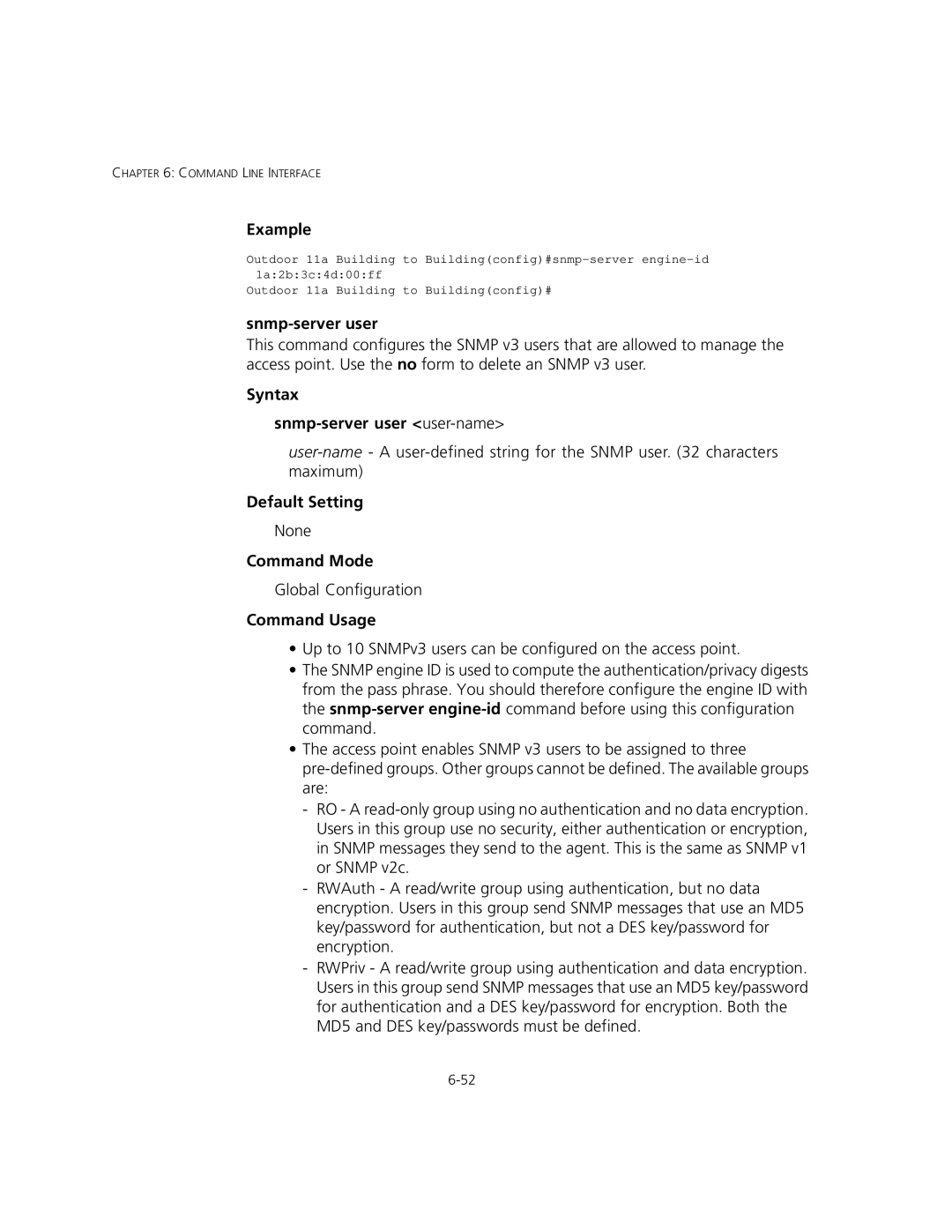 3Com 3CRWEASYA73, WL-575 manual Syntax Snmp-server user user-name 