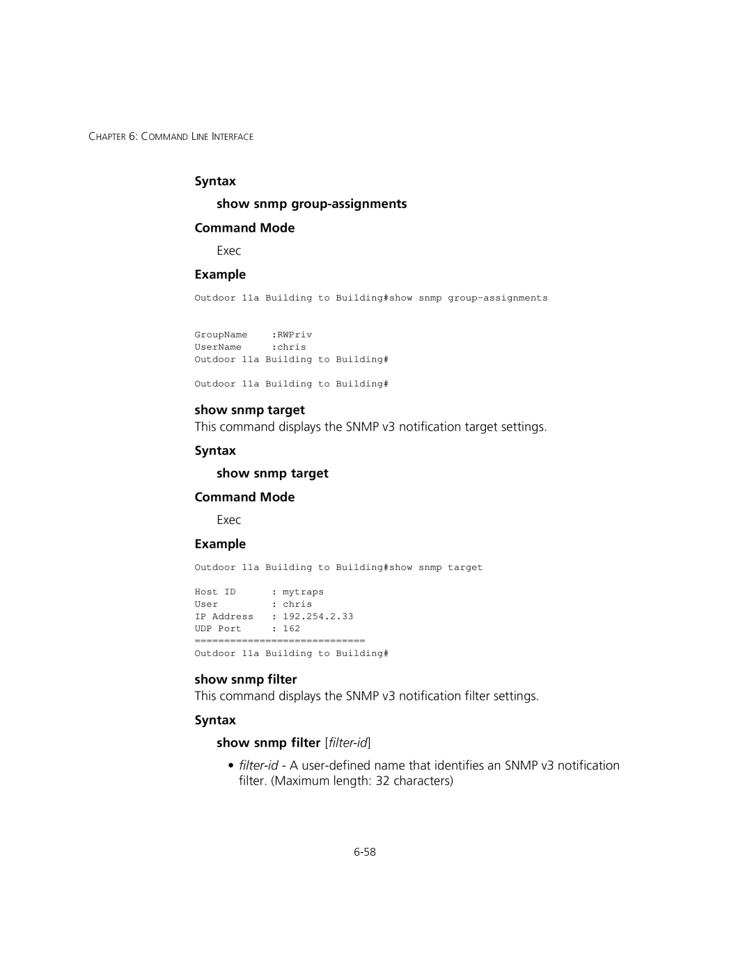 3Com 3CRWEASYA73, WL-575 manual Syntax Show snmp group-assignments Command Mode, Syntax Show snmp target Command Mode 