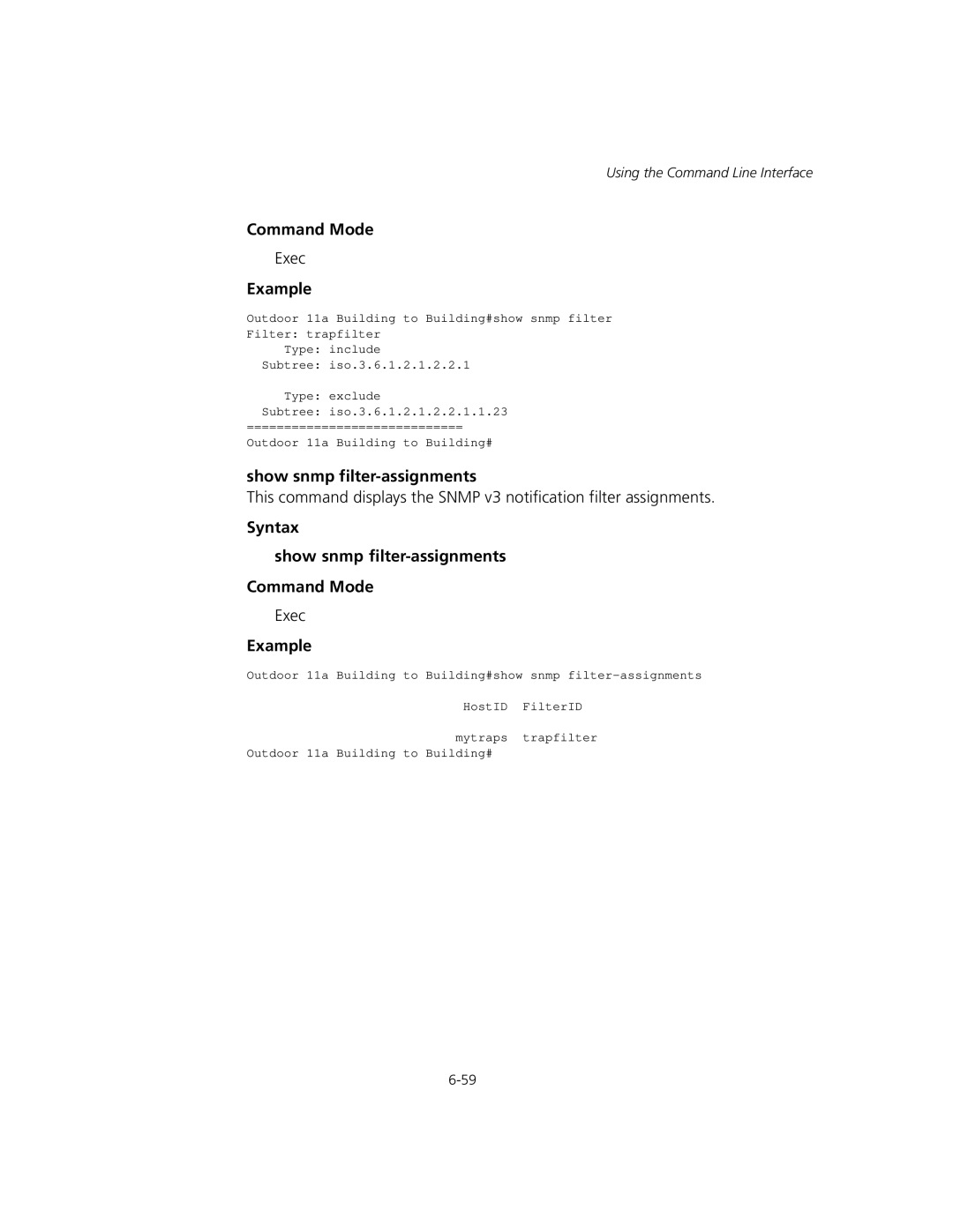 3Com WL-575, 3CRWEASYA73 manual Syntax Show snmp filter-assignments Command Mode 