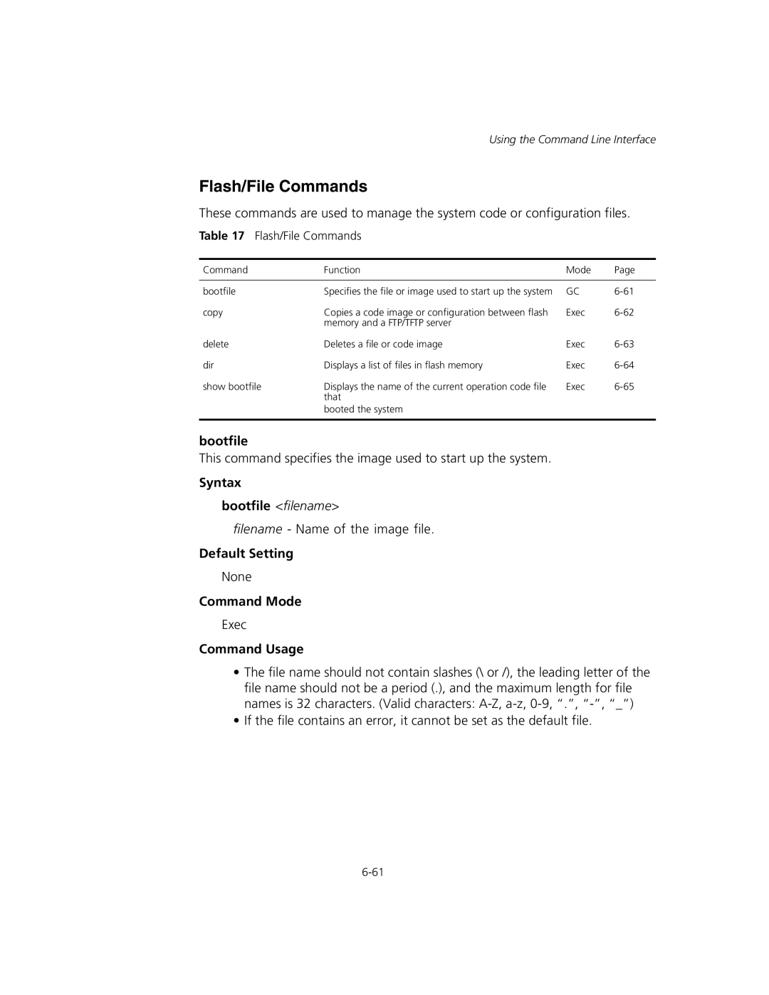 3Com WL-575, 3CRWEASYA73 manual Flash/File Commands, Syntax Bootfile filename 