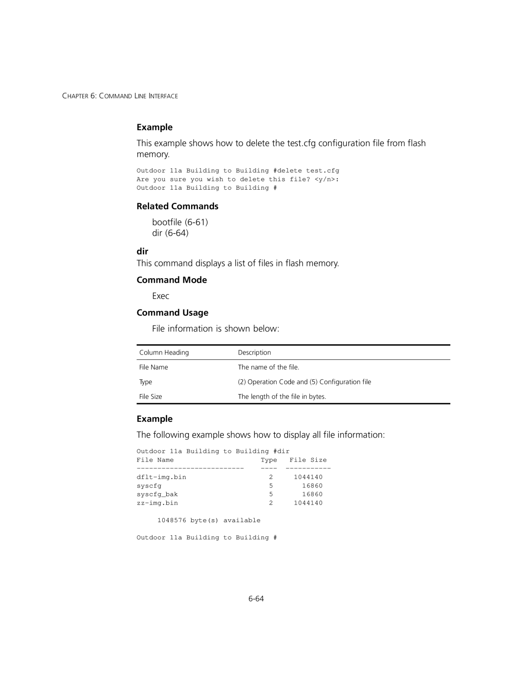 3Com 3CRWEASYA73, WL-575 manual Dir, File information is shown below 