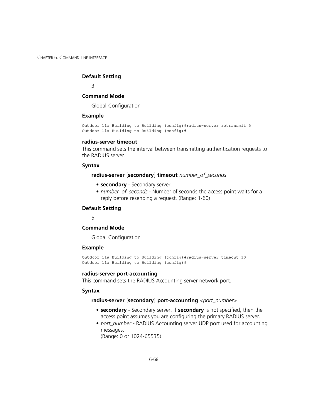 3Com 3CRWEASYA73, WL-575 manual Radius-server timeout, Syntax Radius-server secondary timeout numberofseconds 