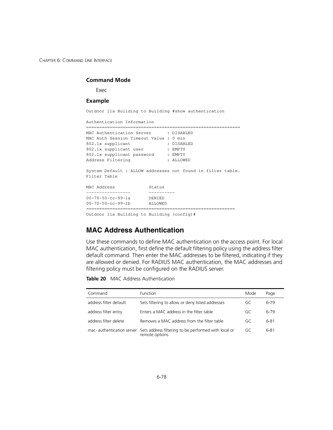 3Com 3CRWEASYA73, WL-575 manual MAC Address Authentication 