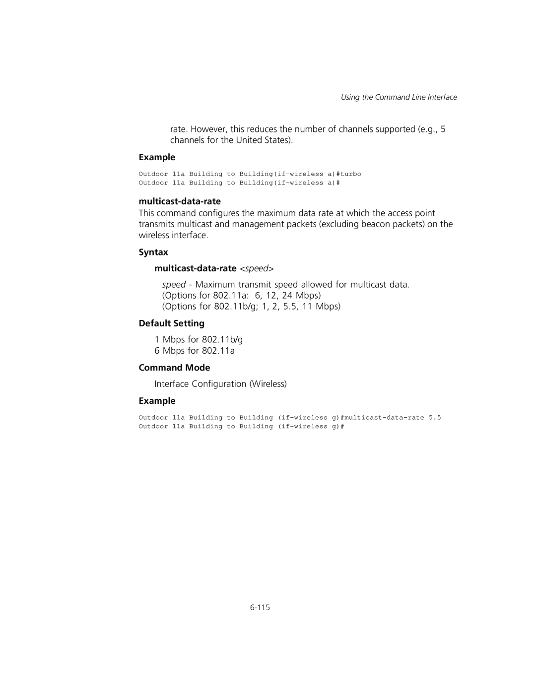 3Com WL-575, 3CRWEASYA73 manual Syntax Multicast-data-rate speed 