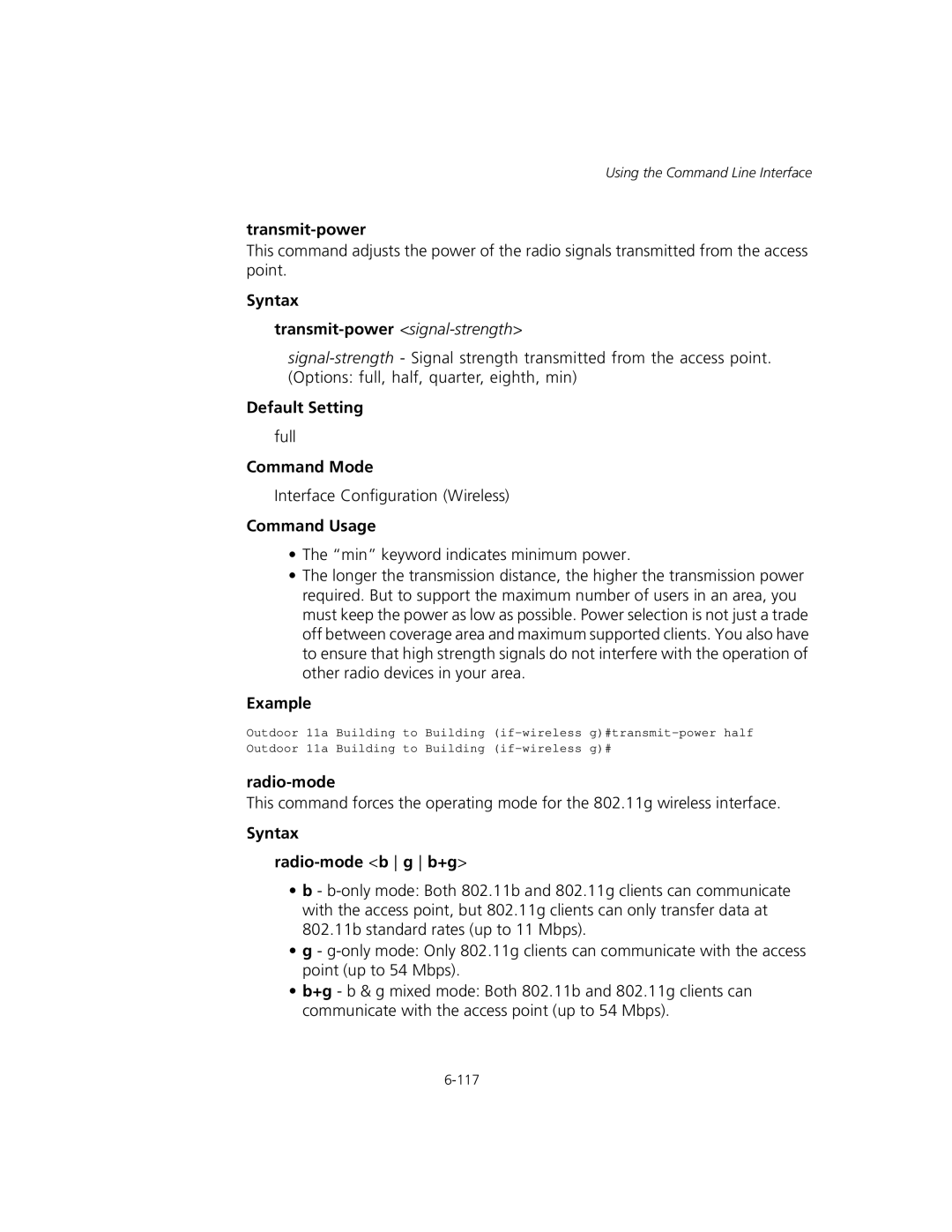 3Com WL-575, 3CRWEASYA73 manual Transmit-power, Syntax Radio-mode b g b+g 