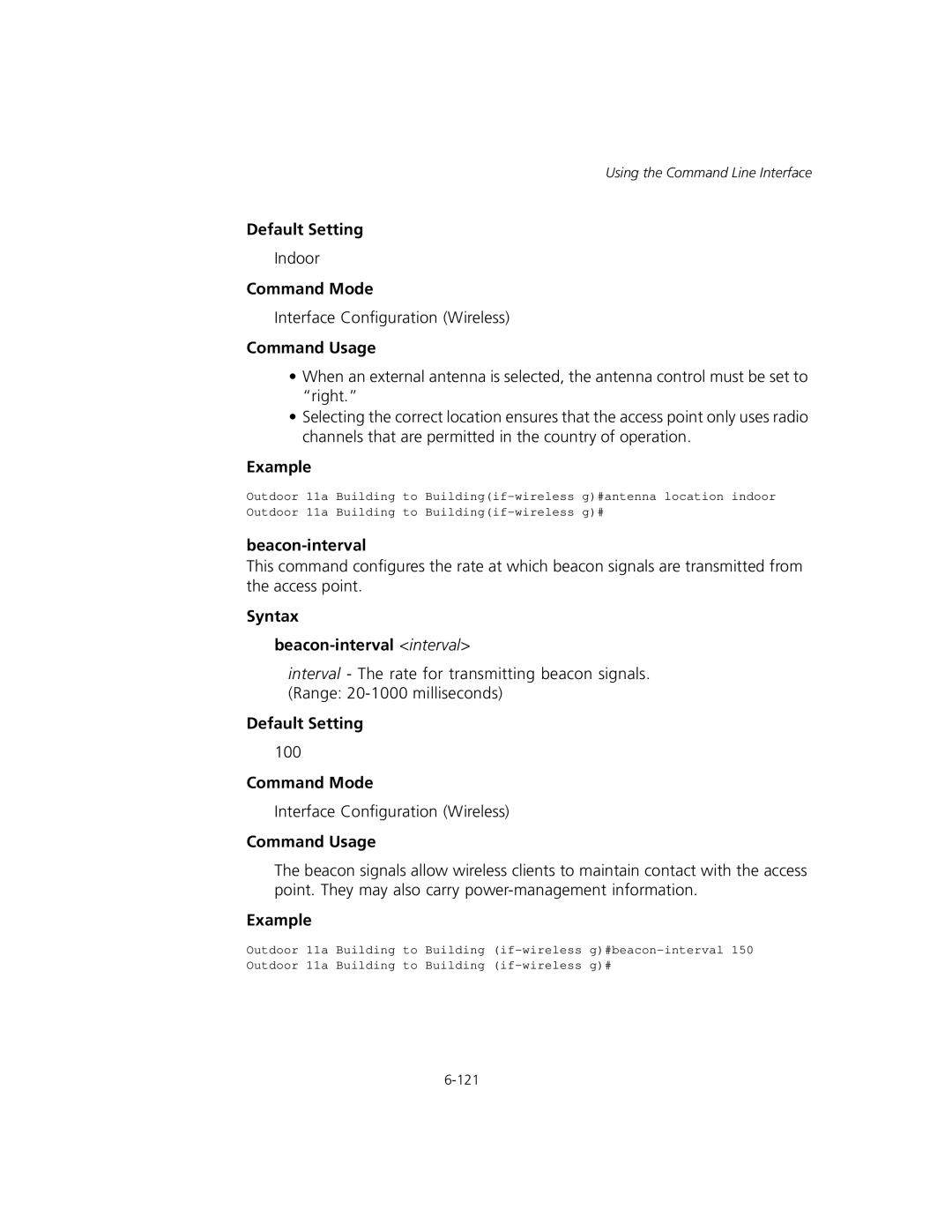 3Com WL-575, 3CRWEASYA73 manual Syntax Beacon-interval interval 