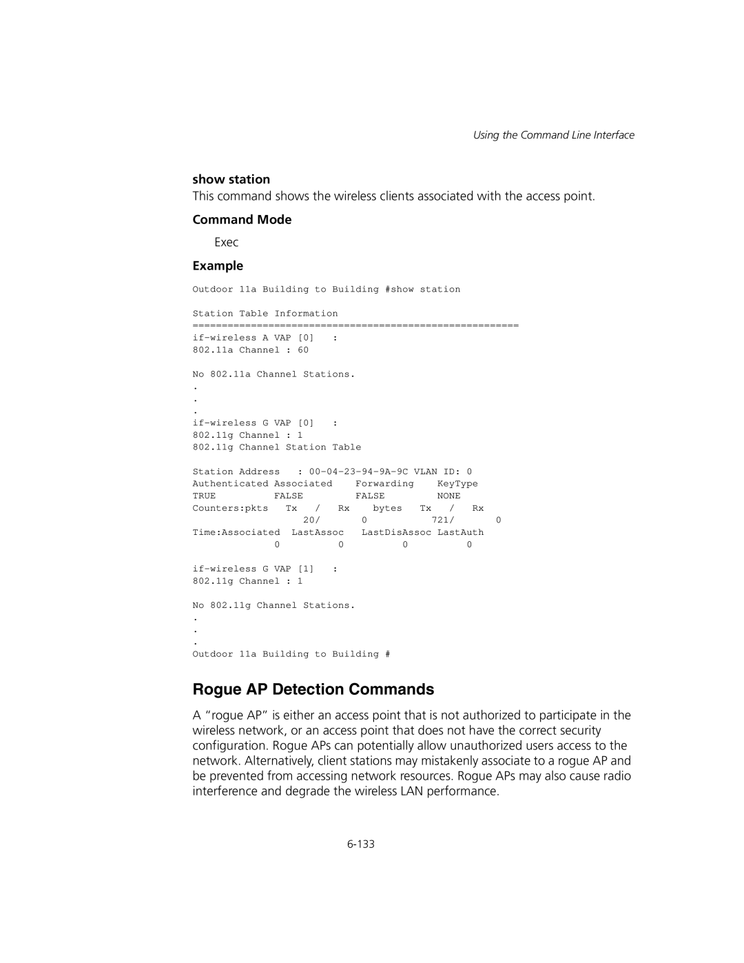 3Com WL-575, 3CRWEASYA73 manual Rogue AP Detection Commands, Show station 