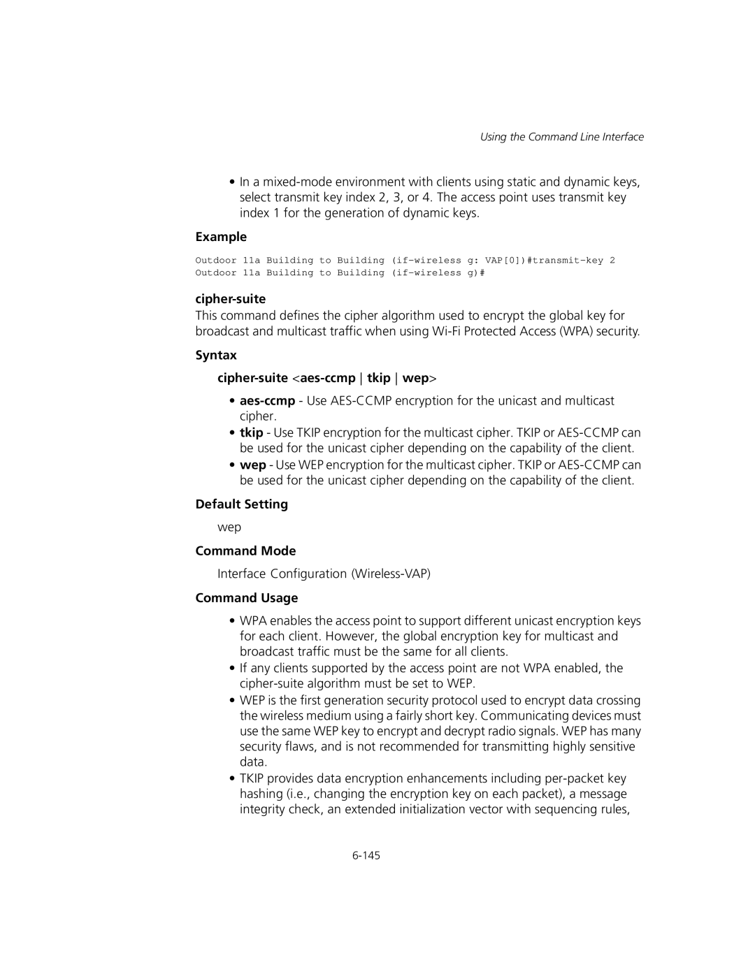 3Com WL-575, 3CRWEASYA73 manual Syntax Cipher-suite aes-ccmp tkip wep 