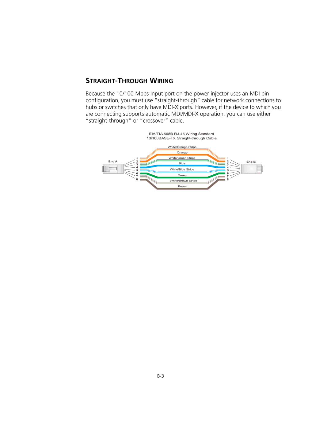 3Com WL-575, 3CRWEASYA73 manual STRAIGHT-THROUGH Wiring 