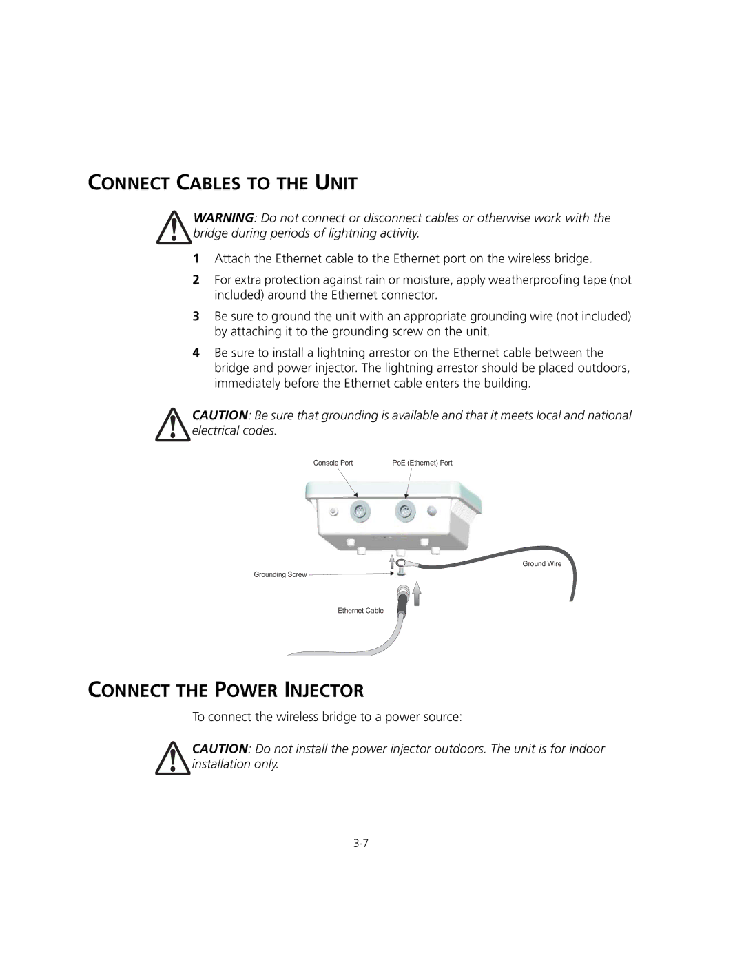 3Com WL-575, 3CRWEASYA73 manual Connect Cables to the Unit, Connect the Power Injector 